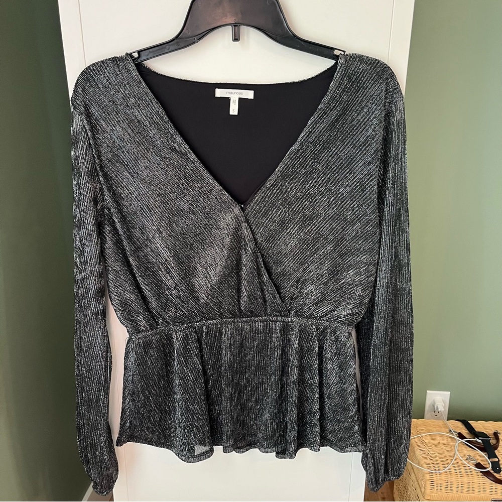Maurices Small Long Sleeve Shimmer Blouse
